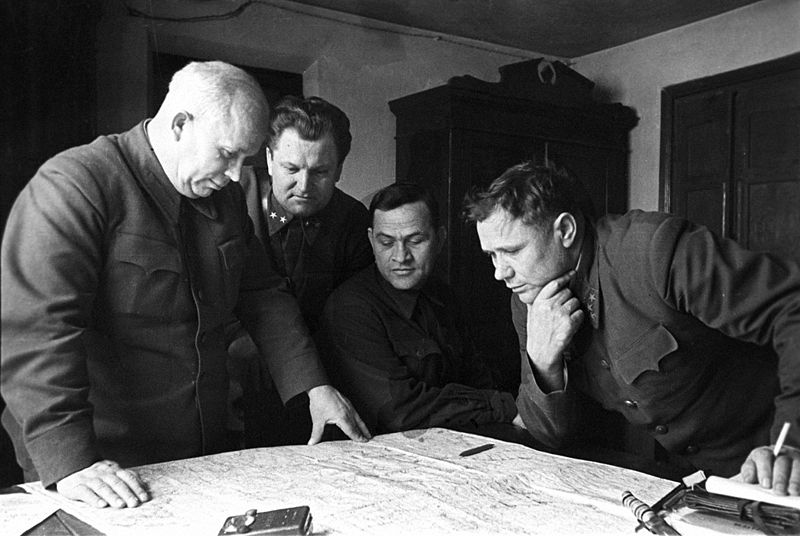 General Andrey Yeryomenko (right) with Nikita Khrushchev (left), Chief Commissar of the Stalingrad Front, December 1942