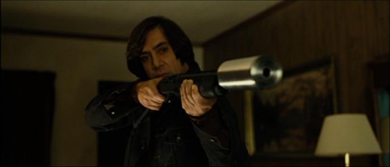 Chigurh aims at the Mexican in the bathroom No Country for Old Men