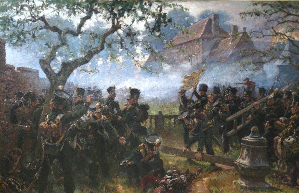 Nassau troops at Hougoumont, painted by Jan Hoynck van Papendrecht