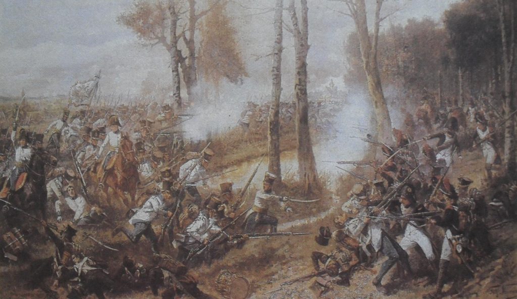 The charge of the 19th Hungarian infantry regiment in the Battle of Leipzig (1813) against the French (Fritz Neumann)