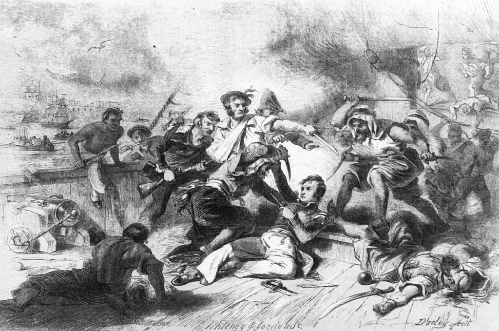 Barbary pirates and Americans fighting