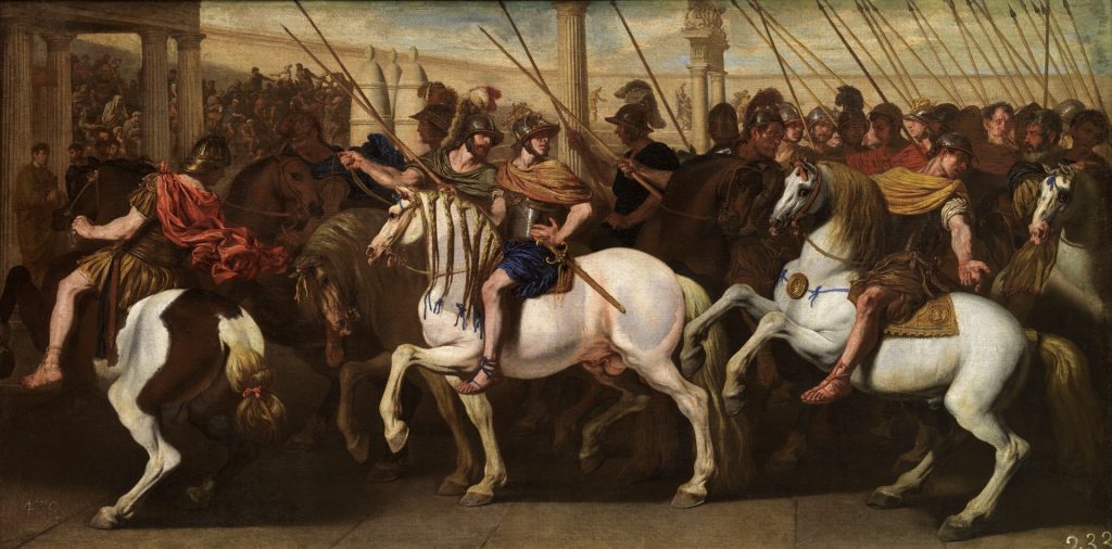 Roman soldiers in the circus by Aniello Falcone