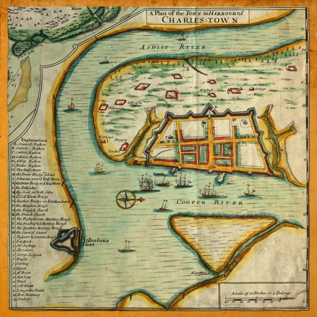 Plan of Town & Harbor Charlestown - GoldenAgeofPiracy.org