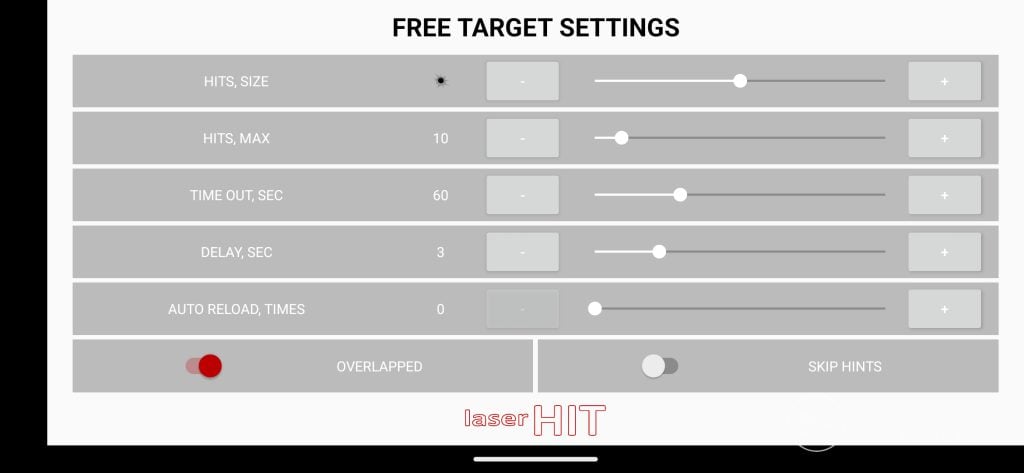 laser hit settings