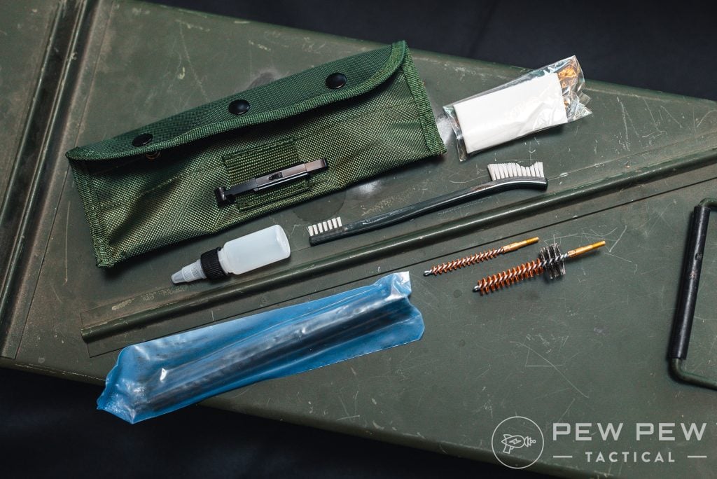 Green Canvas AR-15 Cleaning Kit, Open