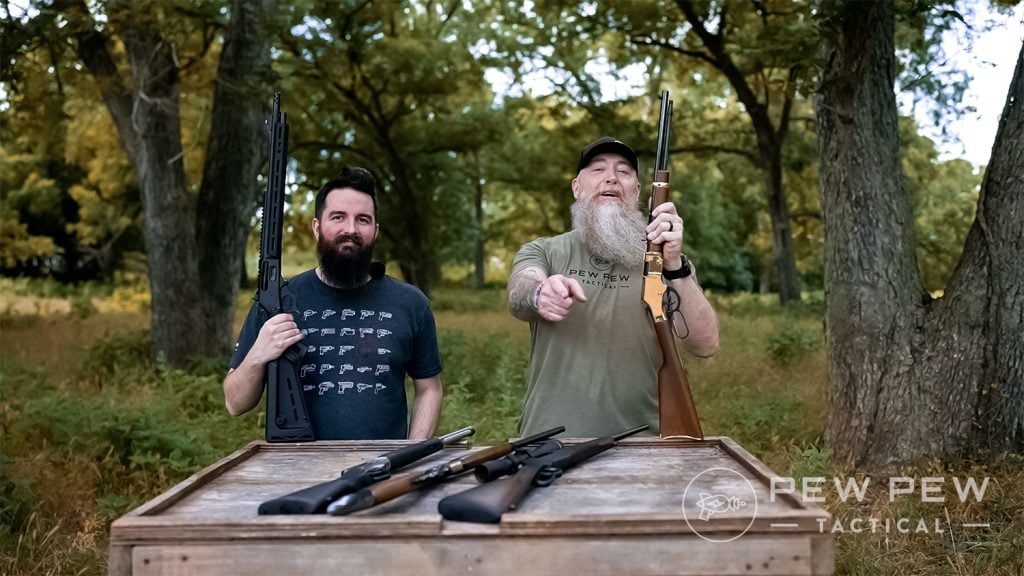 Best Lever Action Rifles Wyatt & Sean posed