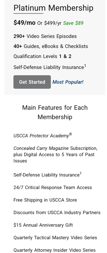 USCCA 2025 Platinum Membership